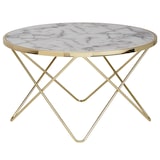 thumbnail of WOHNLING Design Couchtisch Marmor Optik Weiß Ø 85 cm Gold Wohnzimmertisch Rund