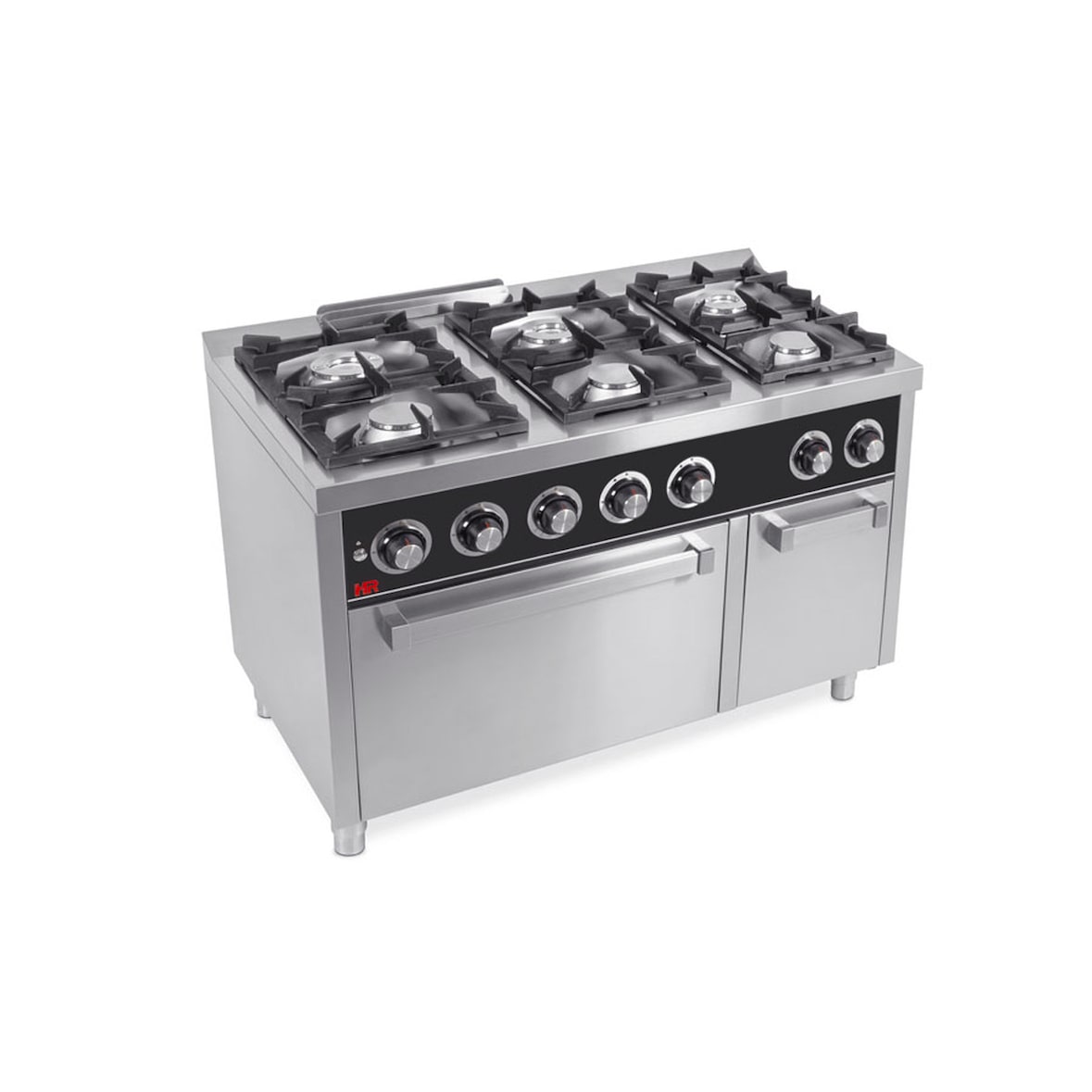 HR FAINCA Cocina A Gas Serie 750 Con Horno A Gas - 6 Quemadores 3X6.8Kw Y 3X8.5Kw - Sobre Horno Gn2/1 7Kw - 1200X750X880 C6F750H