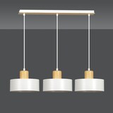 thumbnail of Sospensione Nordica 3 Luci Surya In Acciaio Bianco E Legno