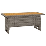 thumbnail of Gartentisch aus massivem Akazienholz und grauem Rattan 100x50x43/63cm.