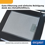 thumbnail of Exquisit Dunstabzugshaube 60cm, Touch-Bedienung, Gestensteuerung, Metallfettfilter, LED-Beleuchtung, Abluft, Umluft, KFD603-120 mattschwarz