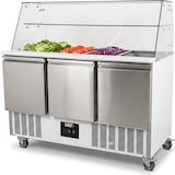 thumbnail of Romux® Saladette und Pizzatisch 3 Türen 135x70 cm für 12 GN-Behälter mit Arbeitsplatte und Glaskuppel | Kühltisch von Pizzen und Salaten