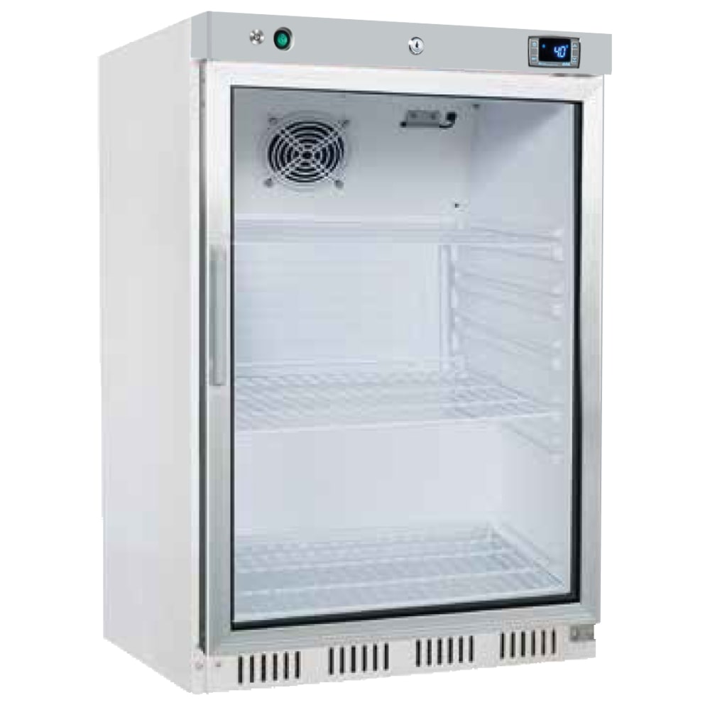 Statische koelkastkast wit glazen deur 130 liters - 630x600x850 mm - 90 W 230/1V - 75408409 Eurast
