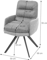 thumbnail of 6er-Set Esszimmerstuhl HWC-G66, Küchenstuhl Stuhl, drehbar Auto-Position Stoff MVG ~ creme, mit Armlehne