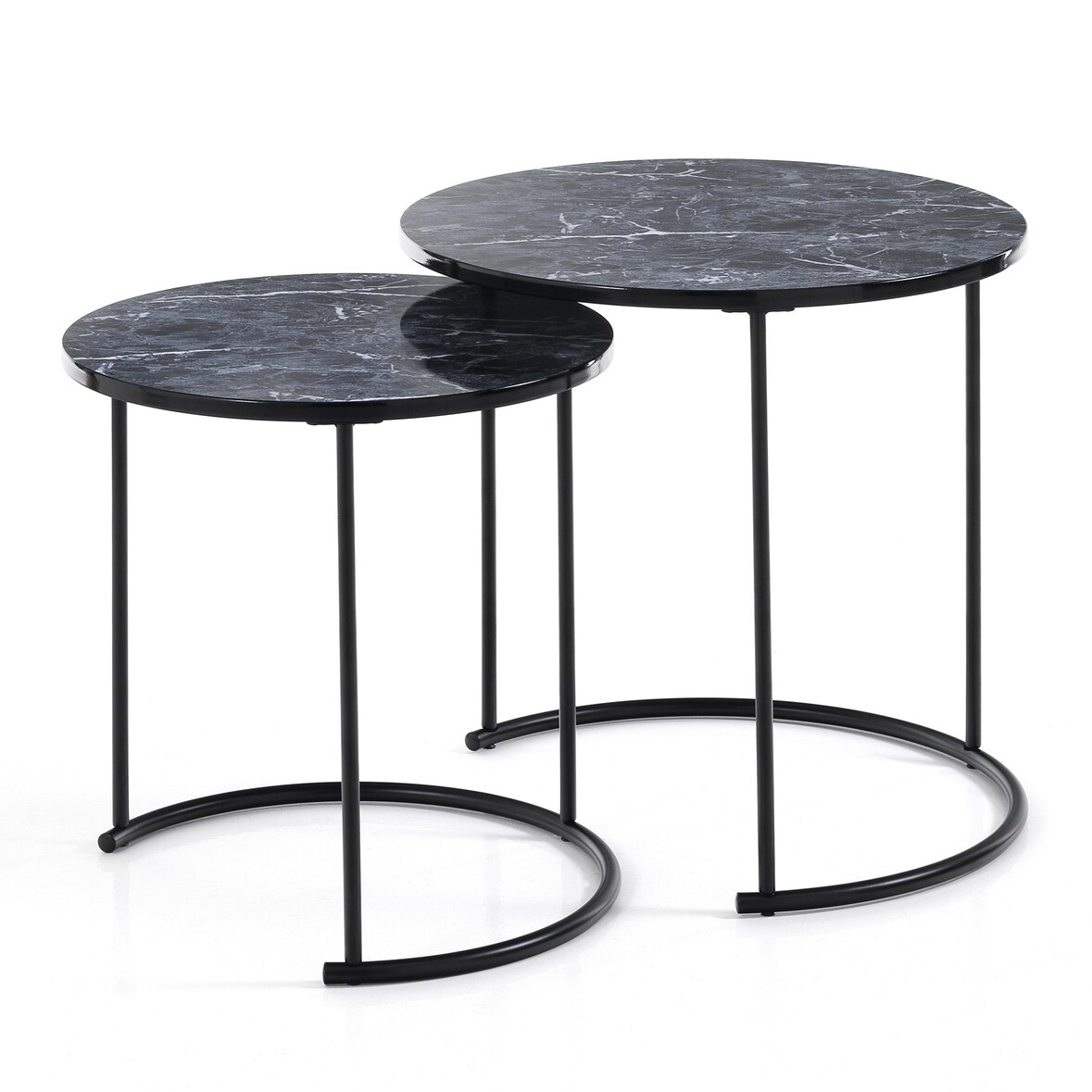 Oreste Luchetta Set 2 tavolini OMAHA BLACK MARBLE H.49,5 x L.50 x P.50