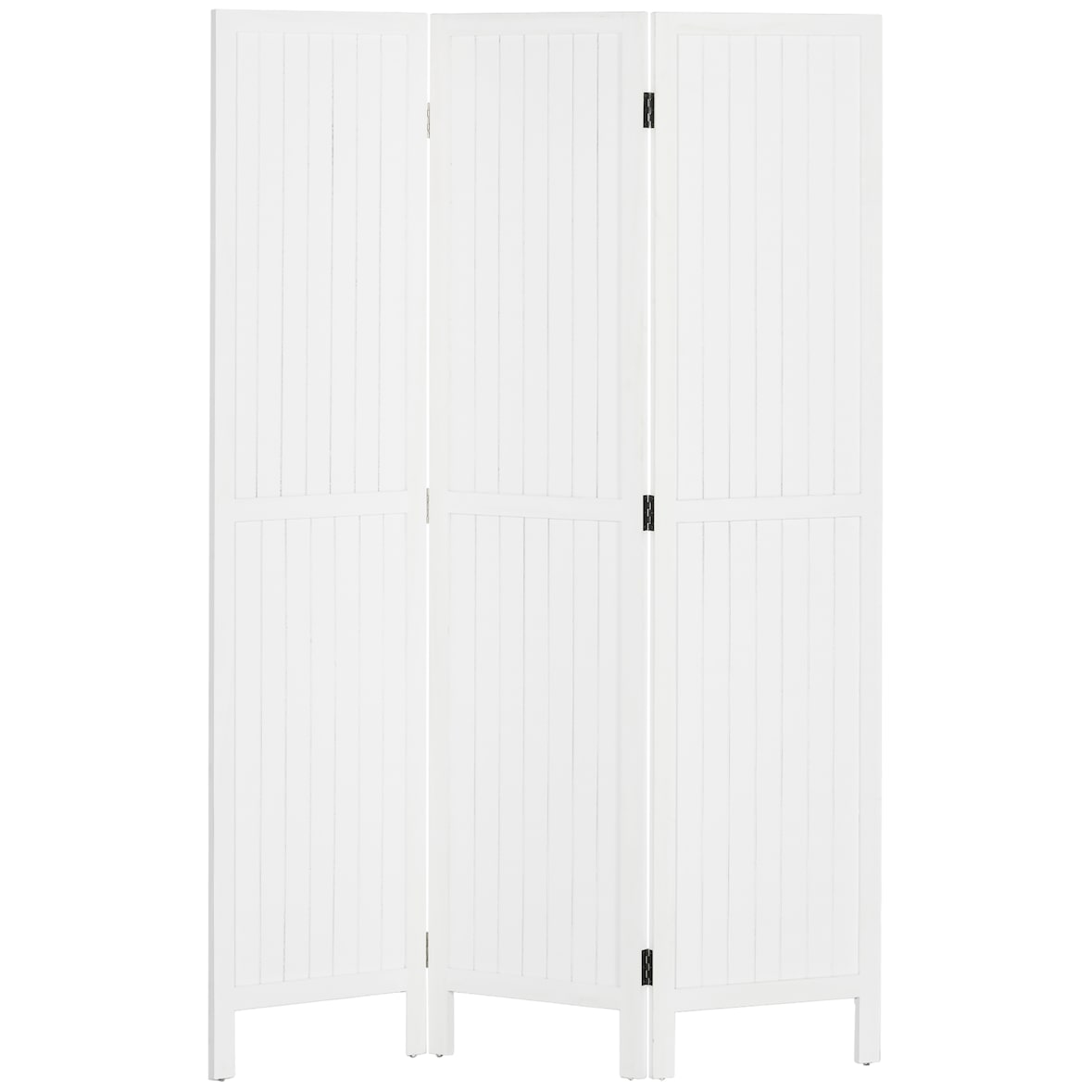 HOMCOM Biombo 3 Painéis Separador de Ambientes Dobrável 120x1,8x170 cm Painel de Privacidade Estilo Rústico Branco