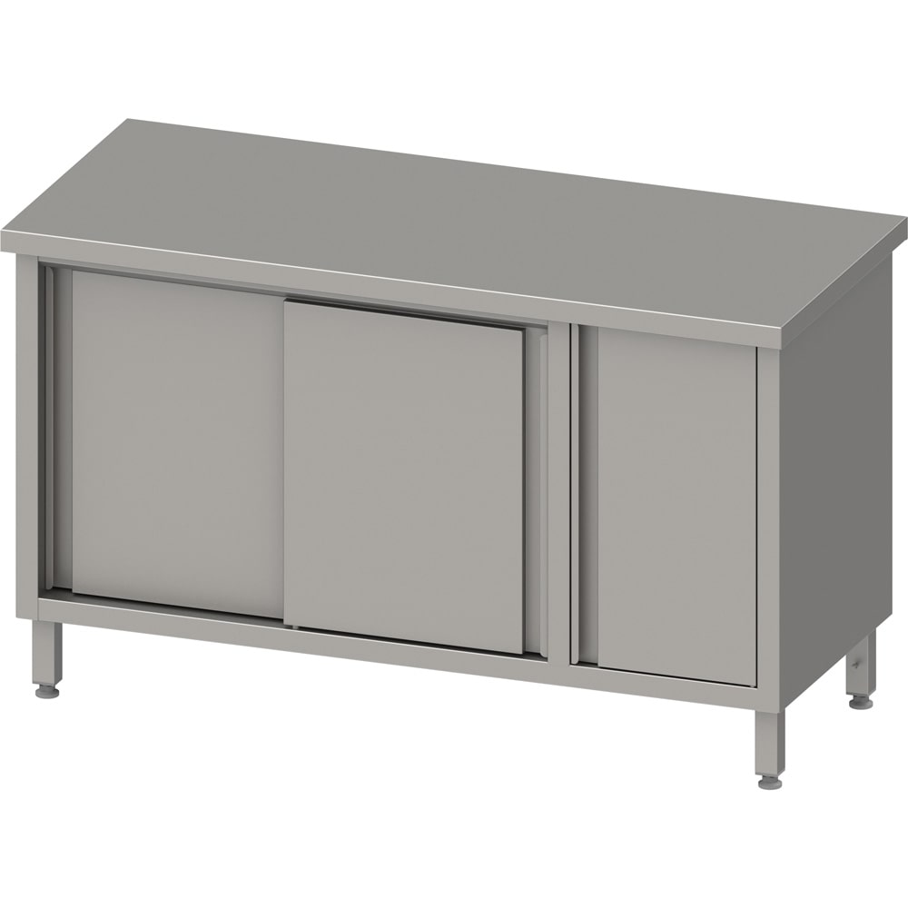 Stalgast Arbeitsschrank mit Schiebetüren 2000x700x850 mm, mit Flügeltürschrank rechts, ohne Aufkantung, verschweißt