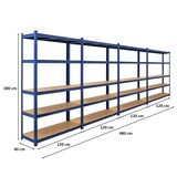 thumbnail of PROREGAL MegaDeal 4x Schwerlastregal Ragnar, HxBxT 180x120x40cm, Fachlast 175kg, Blau, Garagenregal Werkstattregal Lagerregal Steckregal