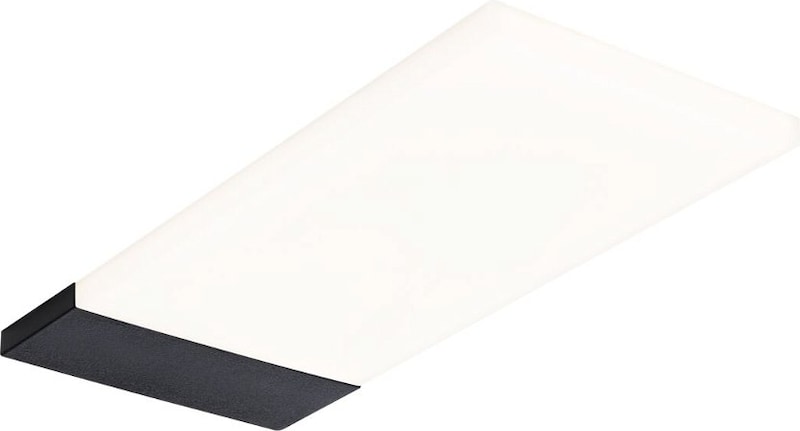 Ein rechteckiger Deckenstrahler mit schwarzem Sockel.