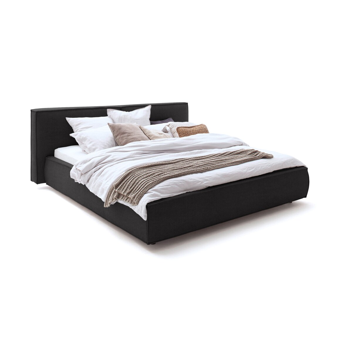 KAWOLA Bett CARLO Polsterbett Stoff schwarz 180x200cm