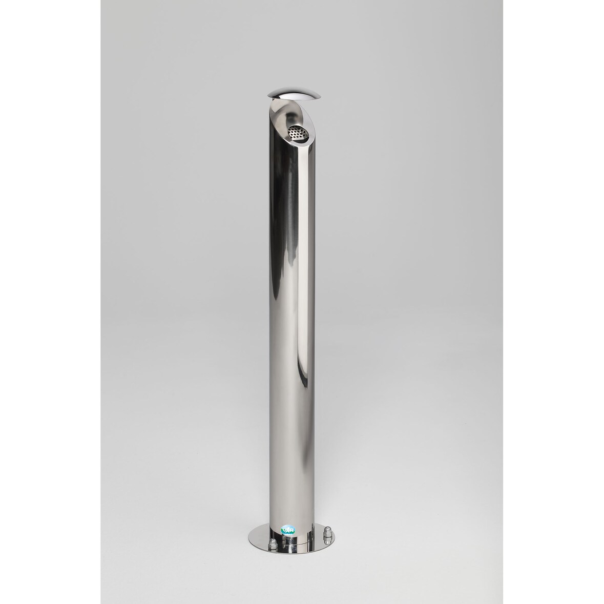 PROREGAL Aschersäule mit Schutzdach und Abstreifblech | HxBxT 103x20x20cm | Edelstahl poliert | Ascher Aschenbecher