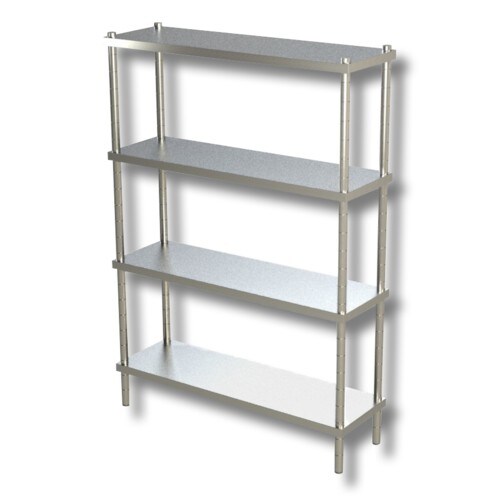 Scaffale 130x50x180 scaffalatura 4 ripiani lisci acciaio inox cucina ristorante pizzeria RS7733