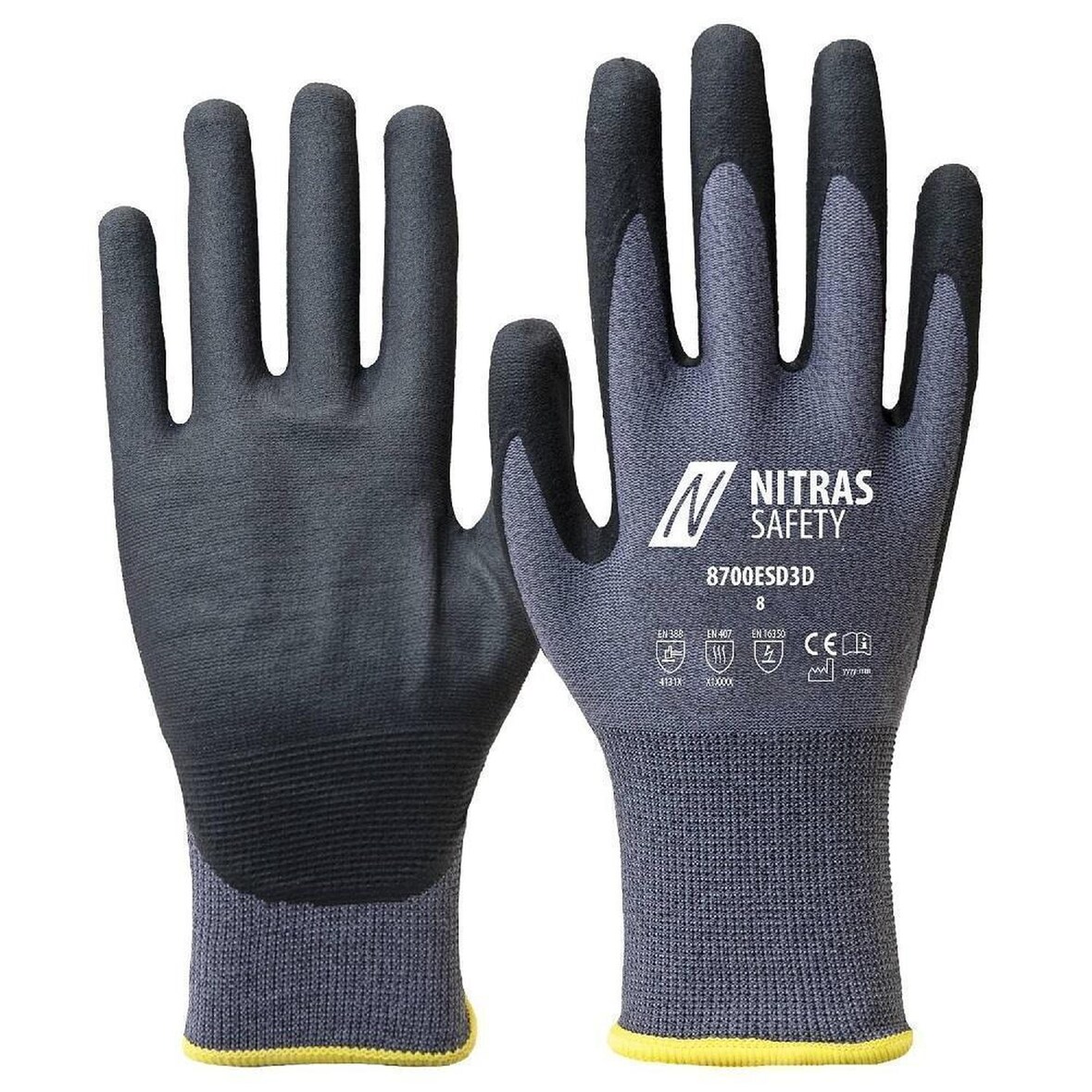 Nitras Antistatikhandschuhe Spezial-Stretch-Strick | Gr. 10 | Arbeitshandschuhe