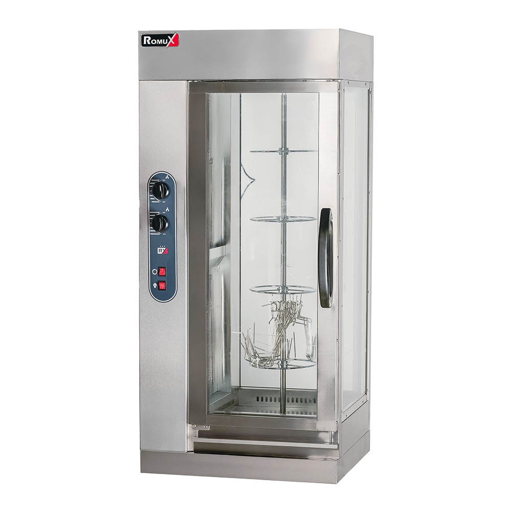 Romux® Rôtissoire Professionnelle Électrique Verticale pour 12 Poulets 67x55 cm en Acier Inoxydable avec 1 Broche | Température 300°C - 7500 W