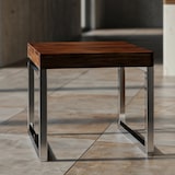 thumbnail of Beistelltisch GUNA Massiv-Holz Sheesham Wohnzimmer-Tisch Metallgestell Couchtisch Landhaus-Stil dunkelbraun