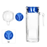 thumbnail of 2x KARO Kühlschrankkrug mit Deckel blau 1L Henkel Glas-Karaffe Kanne Saft Wasser