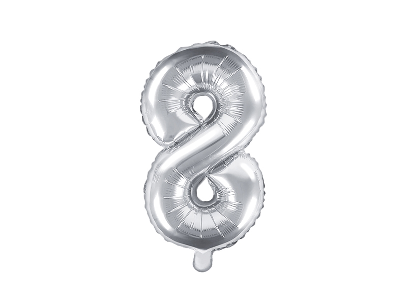 Partydeco Folienballon silber Zahl 8