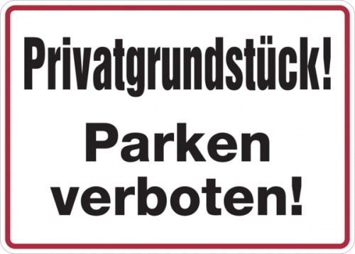 Hinweisschild, Privatgrundstück! Parken verboten!, 250x350mm, Alu geprägt - 350x250x0.45 mm Aluminium geprägt