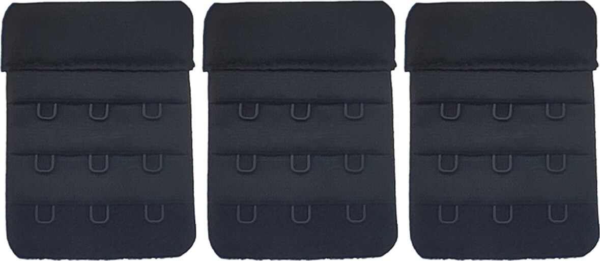 3er Set BH-Verlängerungen 3-reihig 45mm Schwarz für erhöhten Tragekomfort