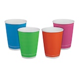 thumbnail of 125x Doppelwandbecher Pappbecher Kaffeebecher CoffeeToGo Farb-Mix geriffelt FSC 300ml