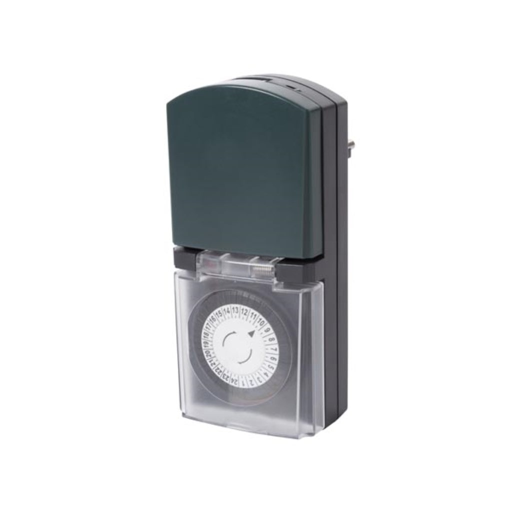 Perel Minuteur analogique, 230 V, 16 A, 3680 W, IP44, usage extérieur, terre française type E, noir