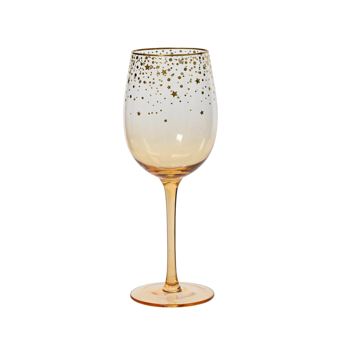 Weinglas 22,6cm - Glas mit Sternen Glasgeschirr Wasserglas Saftglas Sektglas Gläser Weihnachten Glas mit Stiel Cocktailglas Apricot Gold