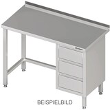 thumbnail of Stalgast Edelstahl Arbeitstisch ohne Grundboden, 1500x700x850 mm, mit 3er Schubladenblock links, ohne Aufkantung, verschweißt