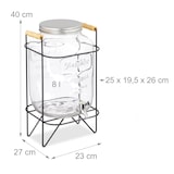 thumbnail of Relaxdays Getränkespender mit Ständer, Limobehälter 8 l, Zapfhahn und Deckel, Wasserspender, Glas, transparent/schwarz