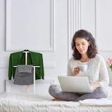 thumbnail of Relaxdays Herrendiener, für Anzug & Hose, Holz Metall Mix, Schlafzimmer, Kleiderbutler, HBT 107 x 48 x 20 cm, weiß/natur