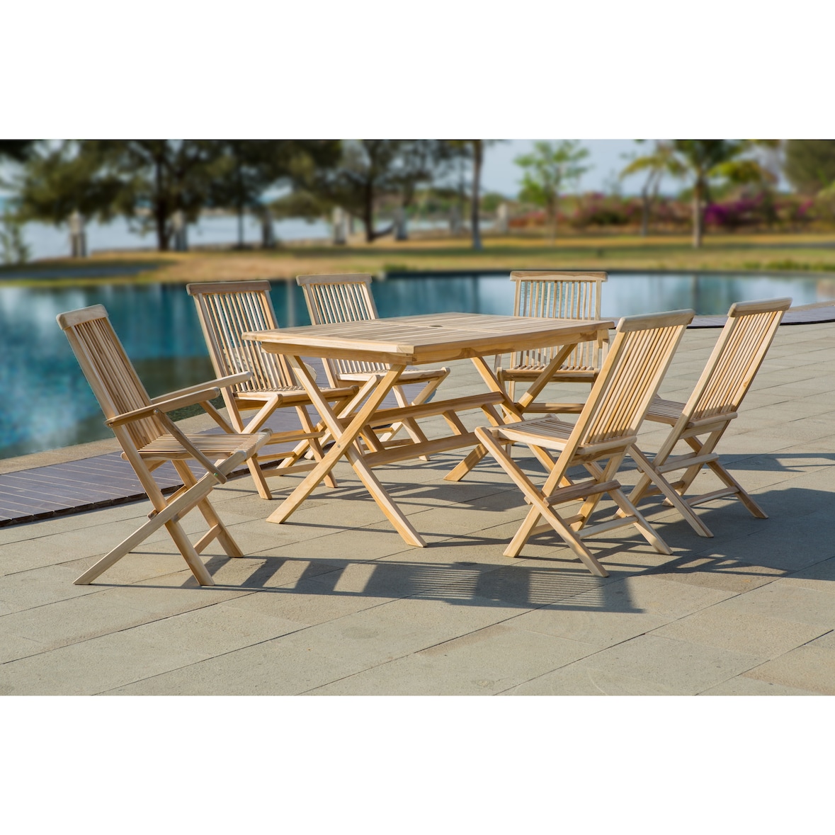 Möbilia Garten Sitzgruppe 7-tlg aus Teak-Holz | 4 Stühle, 2 Armlehnstühle, 1 Tisch | B 0 x T 0 x H 0 cm | natur | 11020023 | Serie GARTEN