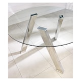 thumbnail of Mesa fija Rondò en cristal templado y patas cromadas grises