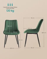 thumbnail of Helloshop26 - Set aus 2 Esszimmer-/Küchenstühlen Tragkraft bis 120 kg Stahlbeine ergonomische Rückenlehne für Esszimmer/Küche grün 12_0006191