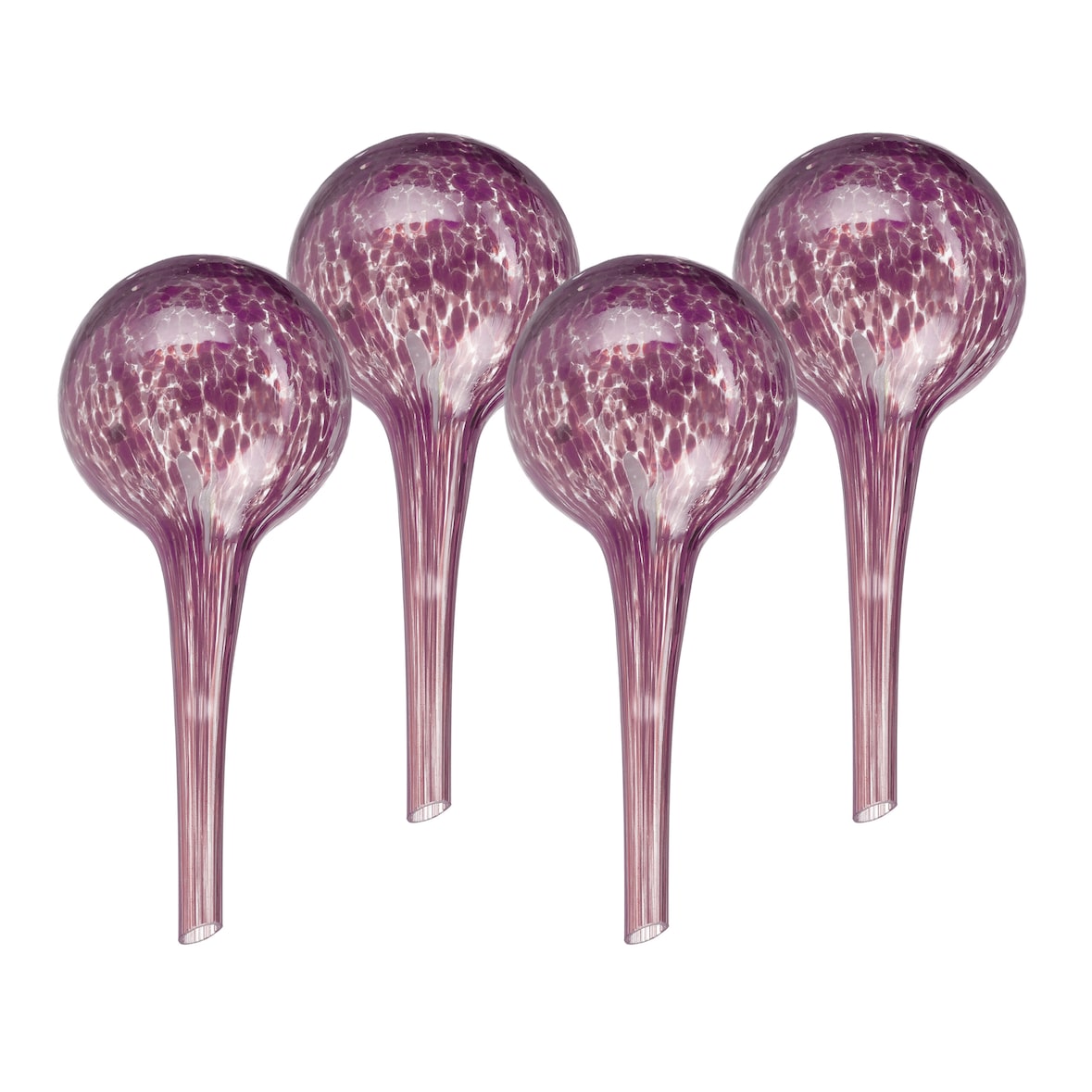 Relaxdays Bewässerungskugeln Glas, 4er Set, HxD: 15 x 6 cm, Gießkugeln für Pflanzen, Bewässerungshelfer Urlaub, lila