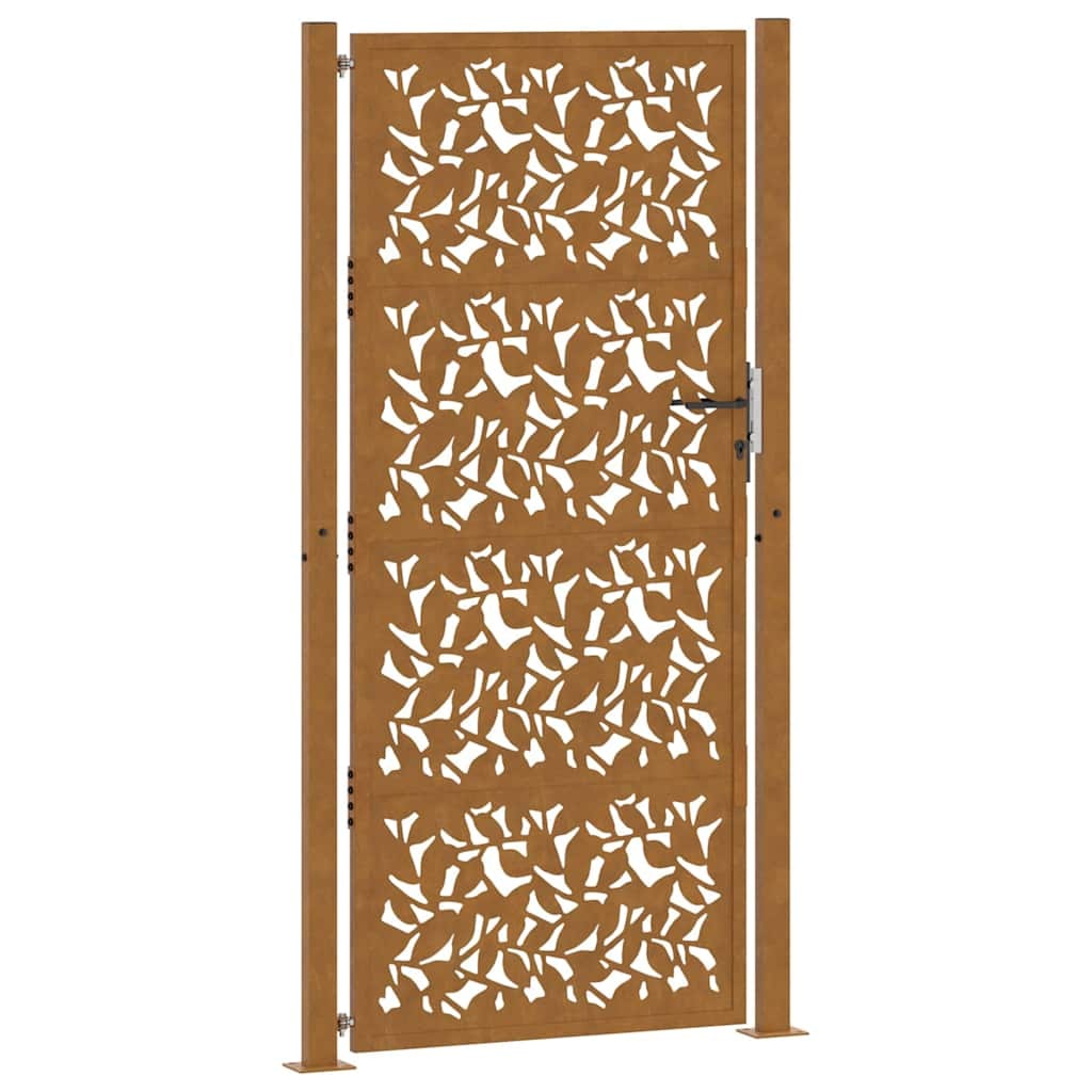 vidaXL Poort met bladontwerp 105x205 cm weervast staal