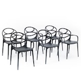 thumbnail of Set de 6 chaises en polypropylène avec fibre de verre, empilables pour extérieur et jardin, bar et restaurant, cuisine design moderne -Charlotte- Noir