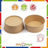 thumbnail of DayBays 1800 Stk. Salatschalen 1100 ml Salatbox Kombi 184x161x56 mm mit Deckel Kraft Braun Rund