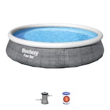 thumbnail of Bestway Fast Set runder aufblasbarer Pool mit Filterpumpe, graue Rattanoptik, 396 x 84 cm