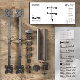 thumbnail of ONKRON Monitor Halterung für 4 Monitore 13-32 Zoll bis 8 kg, VESA 75x75 & 100x100, schwenkbar, neigbar, drehbar, Schwarz D421E-B