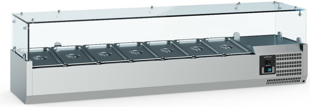Groju Gastro Aufsatzkühlvitrine Kühlvitrine Kühltheke 1400x395x435 mm 6x1/3GN