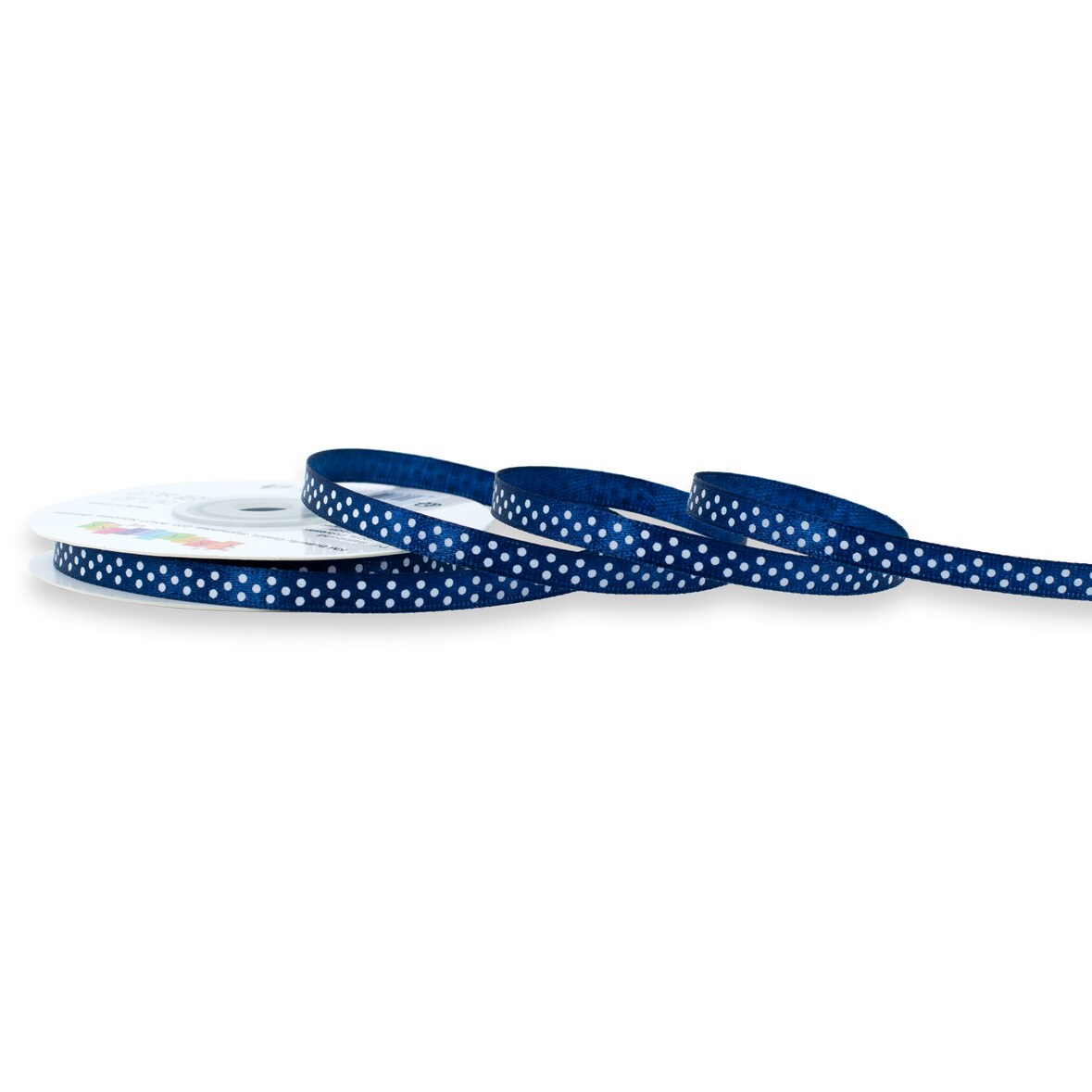 6mm Satinband 25m Punkten Schleifenband Geschenkband Dekoband Stoffband Dunkelblau