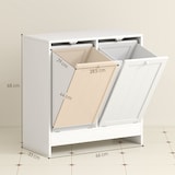 thumbnail of kleankin armario de baño con cestos ropa sucia, mueble ropa sucia con 2 compartimentos, ideal para lavandería, blanco, 66x33x68 cm