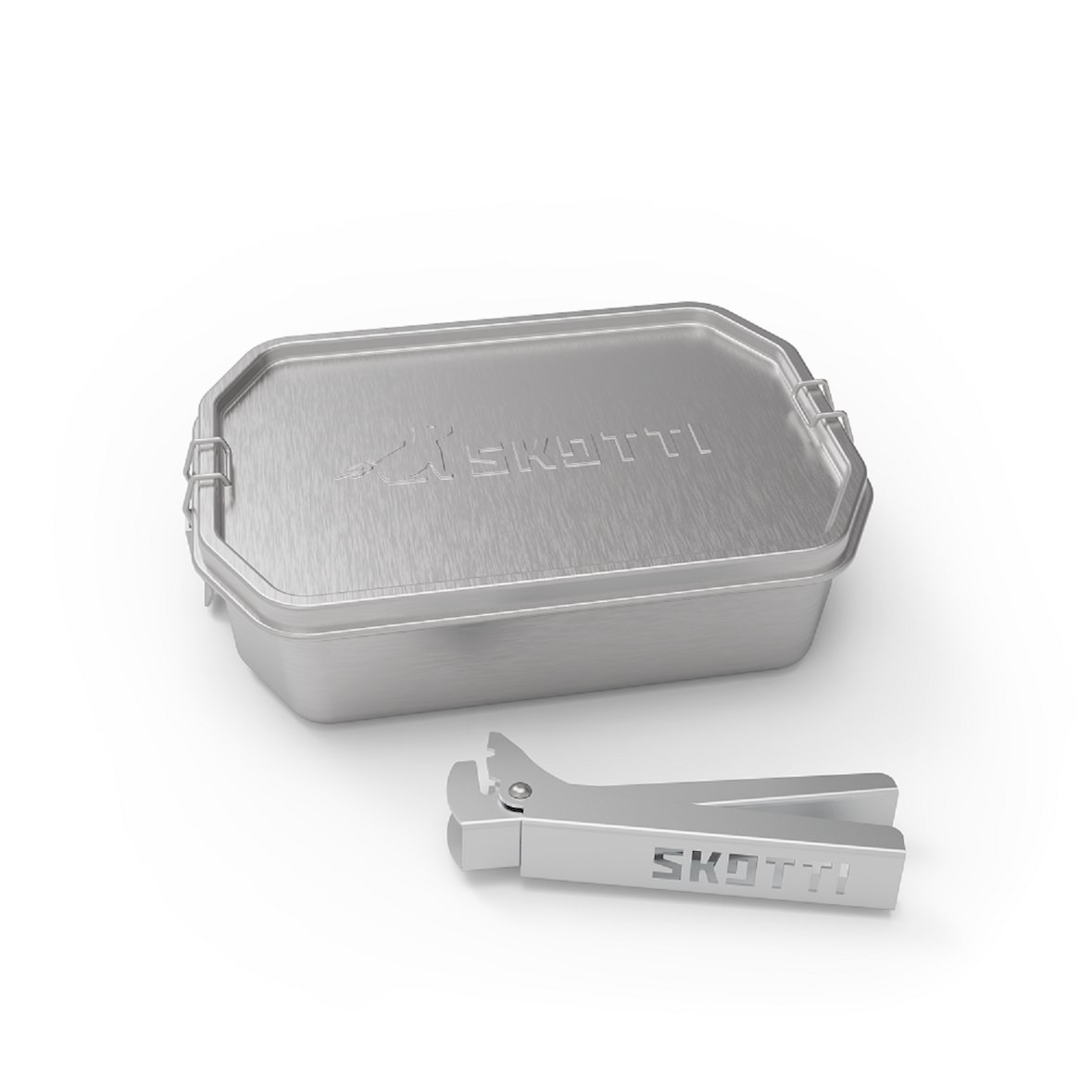 Skotti Boks 1L Edelstahl inkl. Griffzange Grillbox Multifunktionale Edelstahlbox