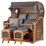 thumbnail of Strandkorb - bene living - Ammersee Grande XL Teak Bullauge - PE grau - Modell 544 - 2,5-Sitzer inkl. Liftersystem