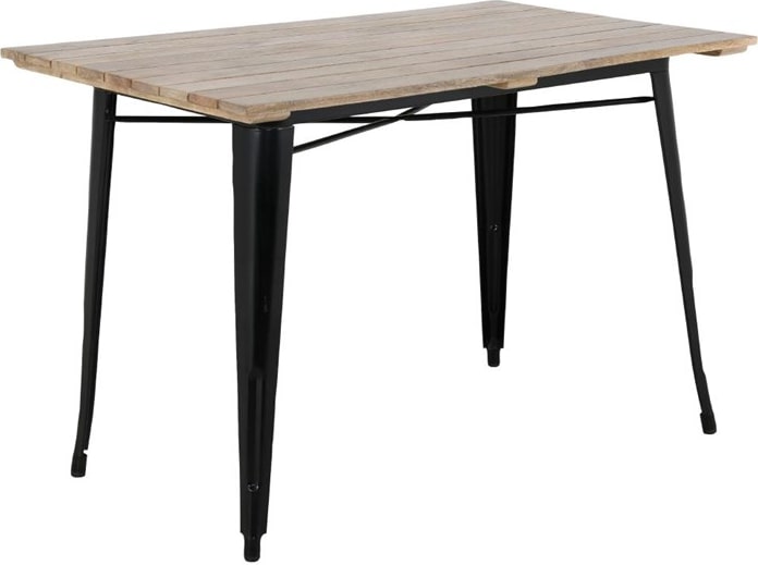 Bolero Bistro Esstisch Mangoholz-Lattenplatte Schwarz 1200mm