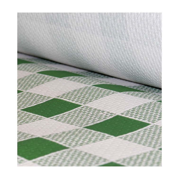 MONOUSO - Papieren tafelkleed rol groen Checkers 1x100m. 40g (1 stuk)