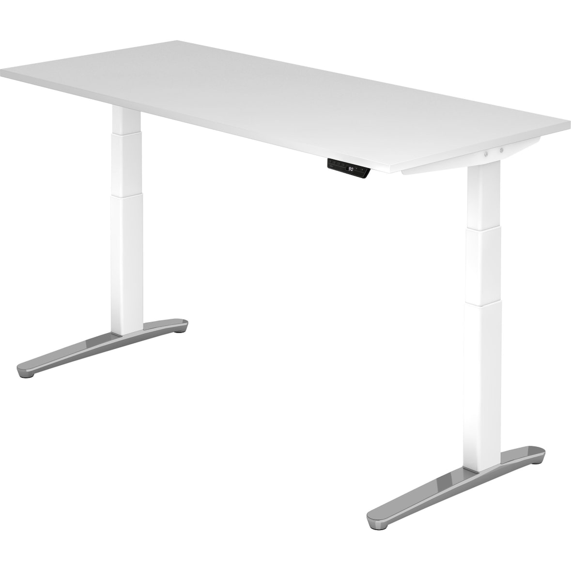 Sitz-Steh-Schreibtisch elektrisch 180x80cm Weiß/Weiß-alu