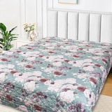 thumbnail of Tagesdecke Überwurf Bettüberwurf 220x240 Rosa Sofaüberwurf Blumen Rosen Bordeaux Grün Gesteppt Wattiert warm