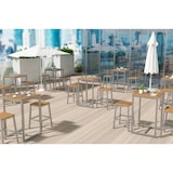 thumbnail of METRO PROFESSIONAL Conjunto de 2 bancos de bar Lynx, alumínio/madeira de eucalipto, prateado