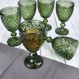 thumbnail of 6x Diamond Weingläser grün 200ml Glas Relief Weißwein-Kelch Rotwein Wasser Saft