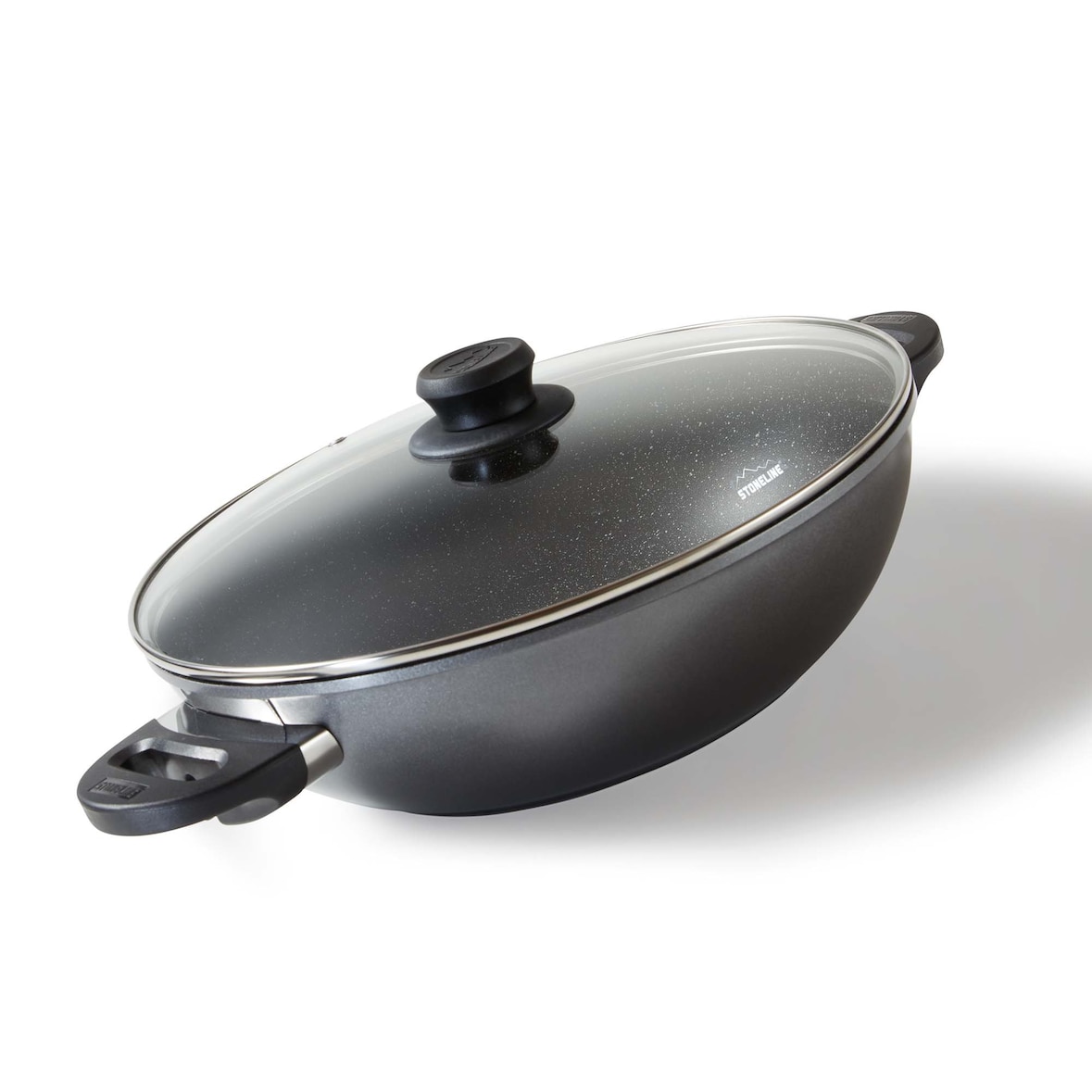 STONELINE® Wok 32 cm, mit Deckel, Aluguss Wokpfanne beschichtet, Backofen & Induktion geeignet